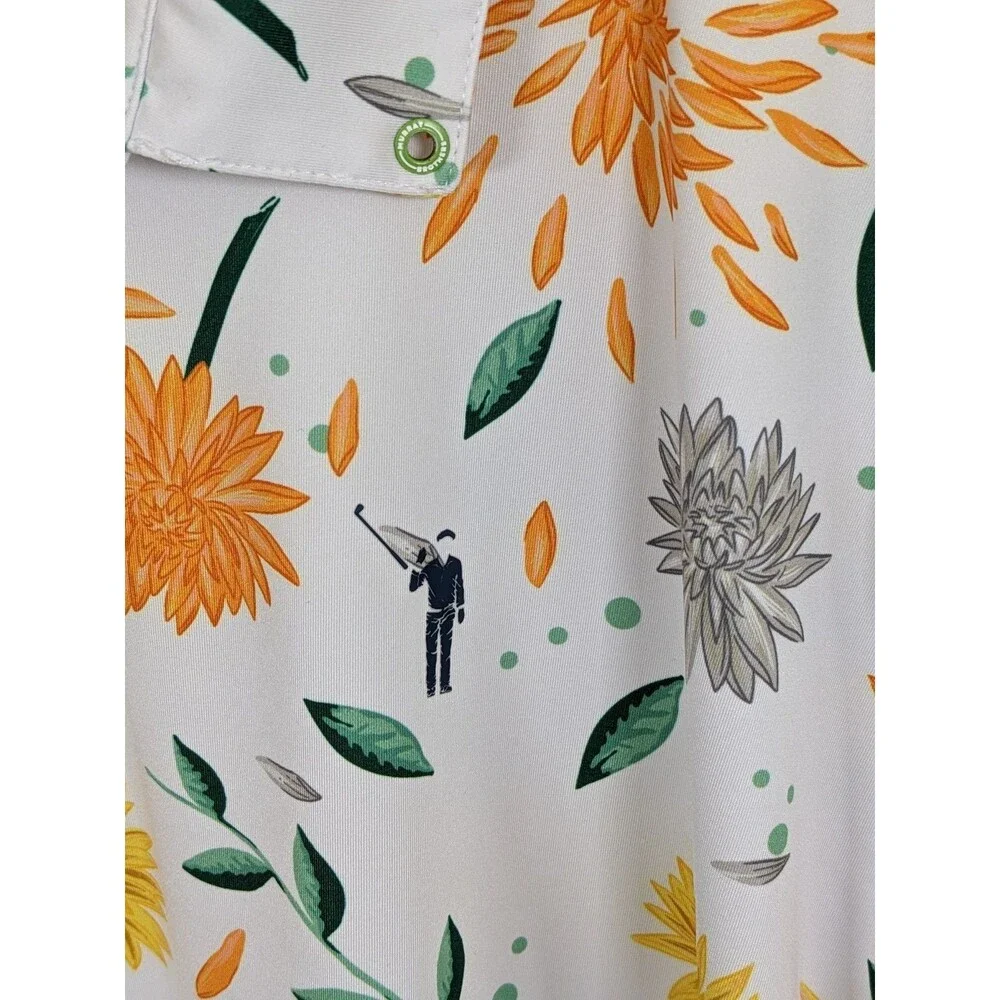 William Murray Golf Polo Shirt Men’s L XL Mums The Word White Floral Performance - Picture 7 of 12